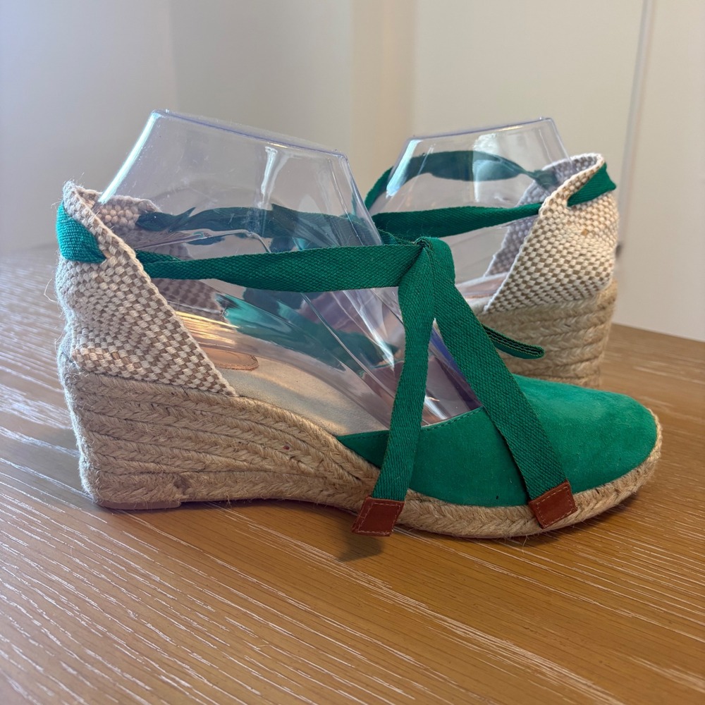 Boden Cassie Green Suede Espadrille Wedges Shoes Womens Size Size 39 US 8.5 - Picture 4 of 10